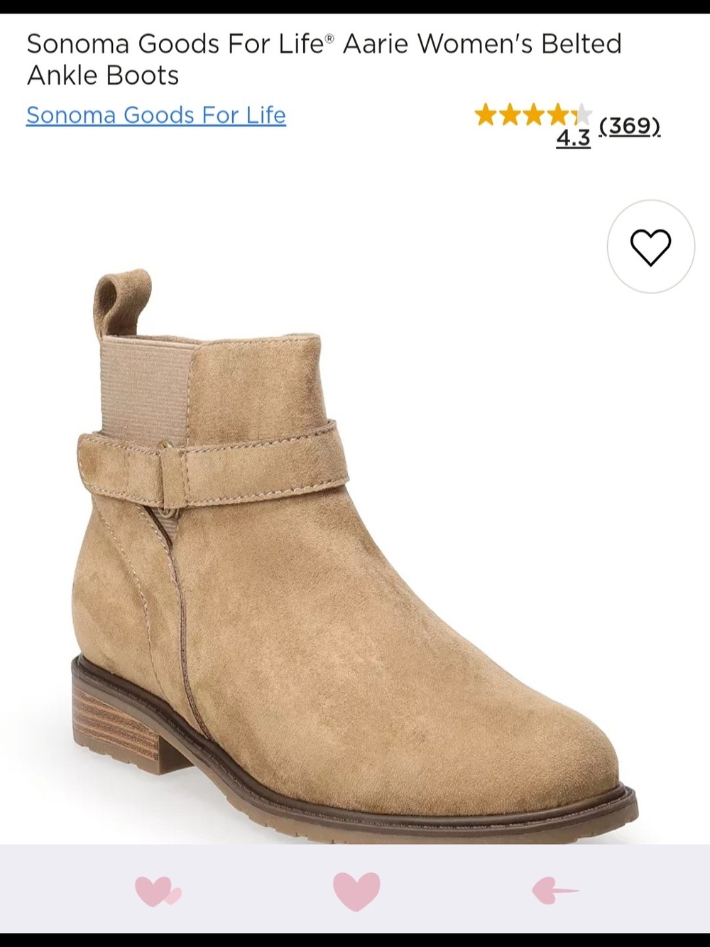 Sonoma Tan Suede Belted Ankle Boots